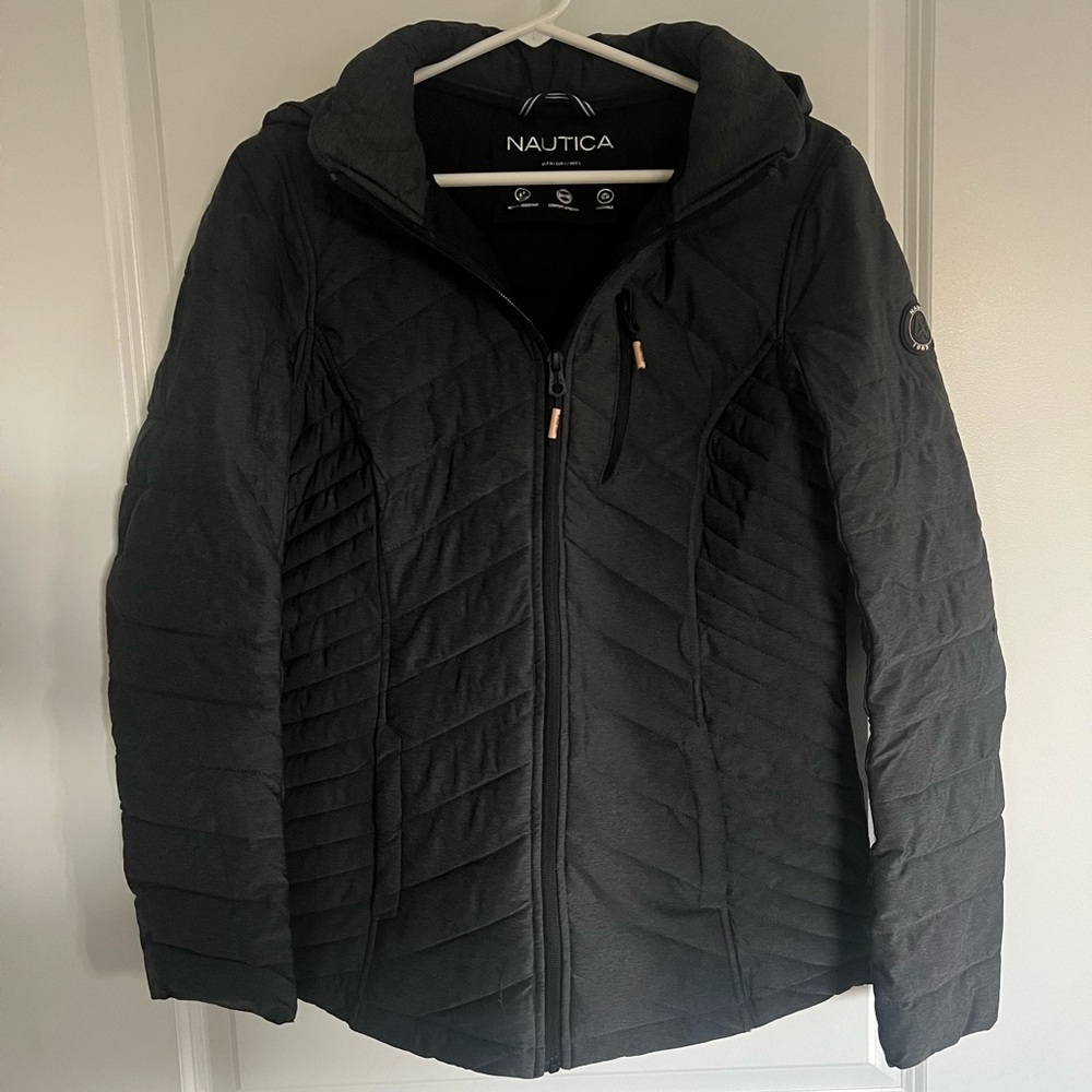 Nautica Women's Dark Gray Packable Puffer Jacket